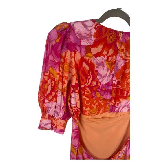 Lovers and Friends Morgan Maxi Dress Blouson Sleeves Chai Floral Print Size XS - Picture 8 of 16